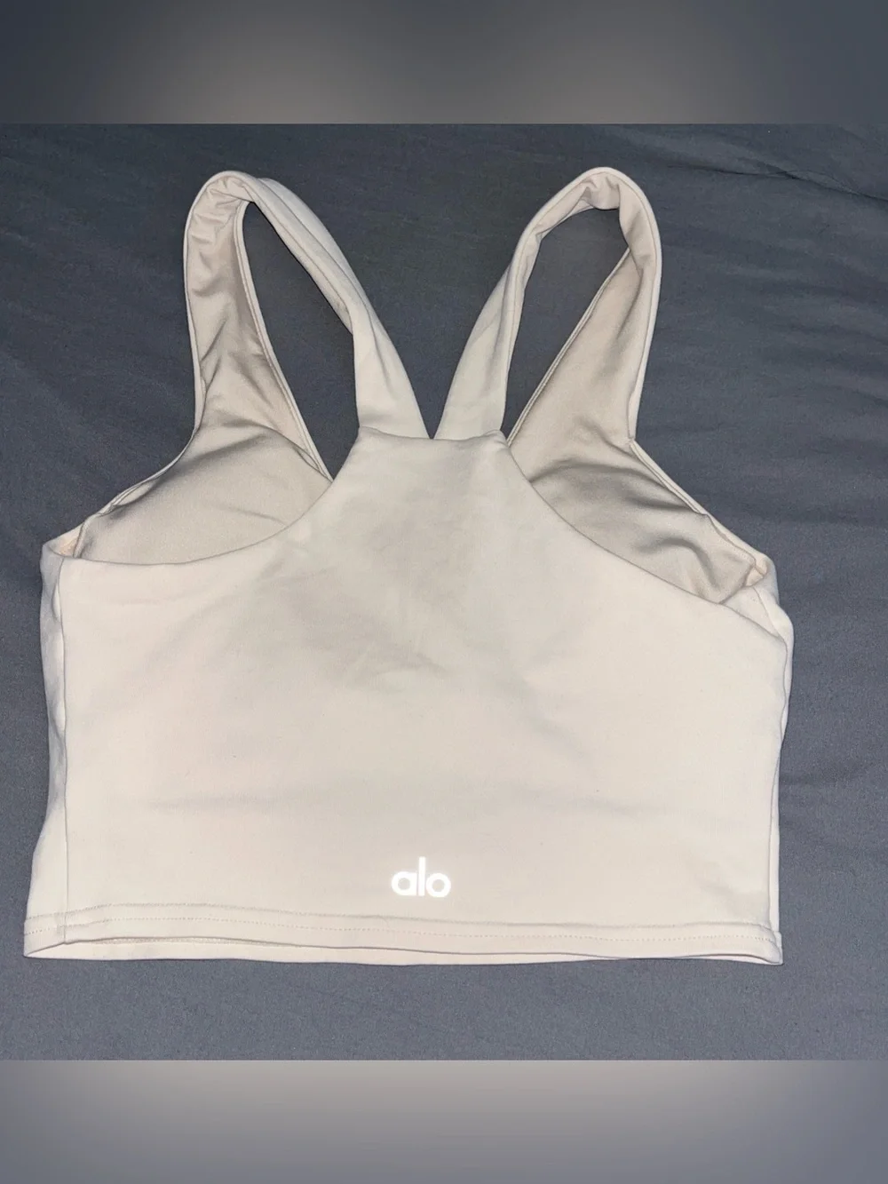 Alo Yoga Real Bra Tank Top XS Bone Off‑White Racerback Cropped